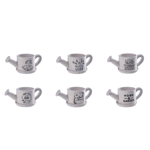 Set 6 ghivece flori ceramica alba neagra Stropitoare  33 x 16 x 13 cm