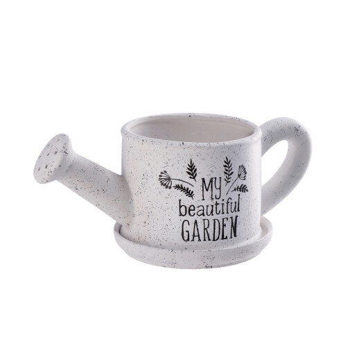 Ghiveci flori ceramica alba neagra Stropitoare Garden 33 x 16 x 13 cm