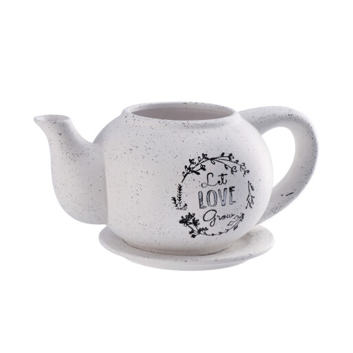 Set 4 ghivece flori ceramica alba neagra Ceainic 31 x 19 x 13 cm