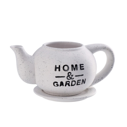 Set 4 ghivece flori ceramica alba neagra Ceainic 31 x 19 x 13 cm