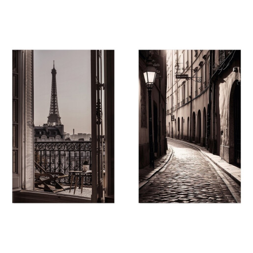 Set 2 tablouri decorative olegrafie pe panza City 60 x 90 cm