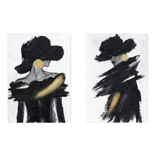 Set 2 tablouri decorative olegrafie pe panza Women 50 x 70 cm