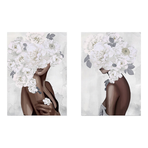Set 2 tablouri decorative olegrafie pe panza Women 50 x 70 cm