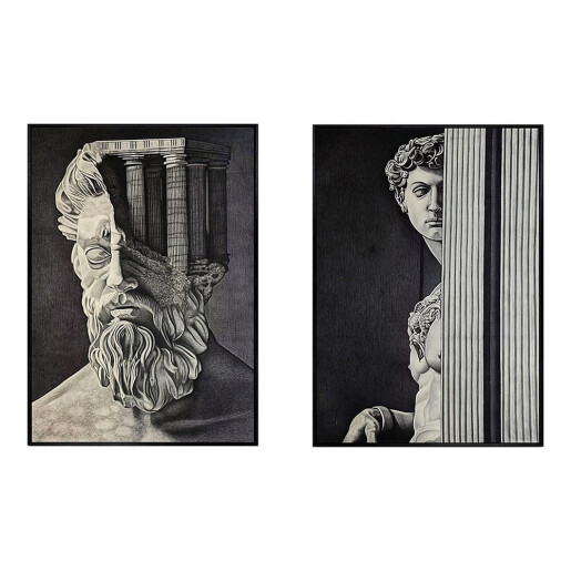 Set 2 tablouri decorative olegrafie pe panza Man 50 x 70 cm