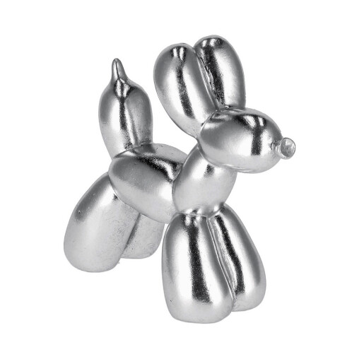 Figurina Catelus polirasina argintie 25,5 x 10 x 23 cm