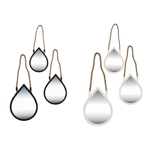 Set 6 oglinzi perete rama plastic alb negru 15 x 2 x 20 cm, 16,5 x 2 x 22,5 cm, 20,5 x 2 x 27,5 cm