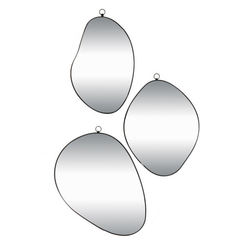 Set 3 oglinzi perete rama fier negru 16,5 x 25,5 cm,  20 x 25,5 cm, 21,5 x 29,5 cm