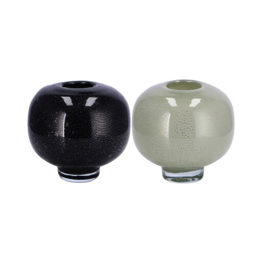 Set 2 vaze flori sticla neagra gri 14 x 14 cm