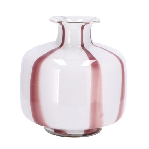 Vaza flori sticla alba rosie 20 x 21 cm