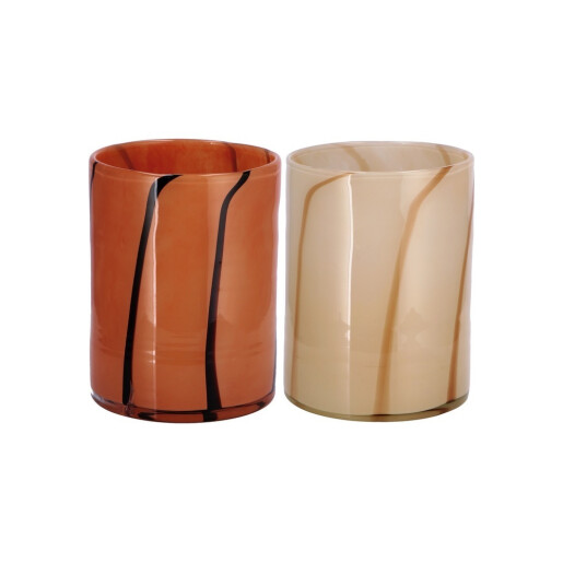 Set 2 vaze flori sticla bej maro 15 x 20 cm