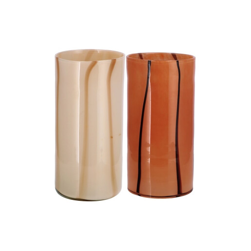 Set 2 vaze flori sticla bej maro 12 x 25 cm