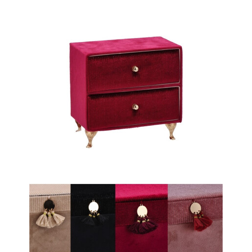 Caseta bijuterii catifea rosie 15,5 x 9 x 14,5 cm