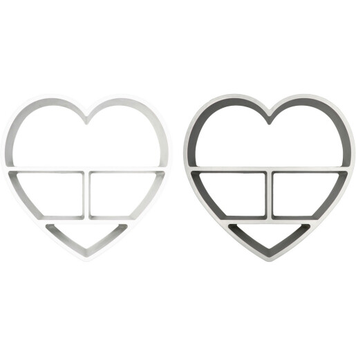 Set 2 etajere plastic alb gri Inimioara  51 x 8,5 x 51 cm