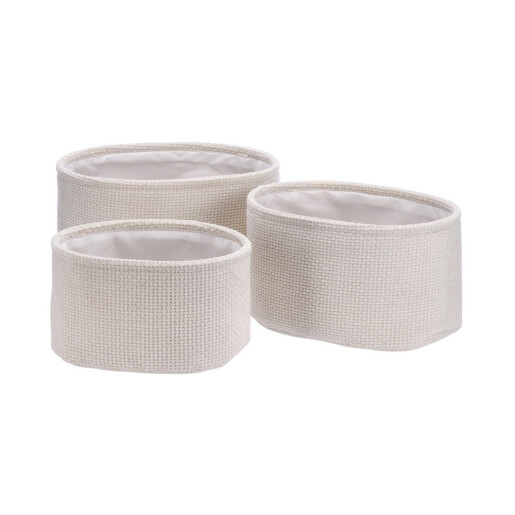 Set 3 cosuri depozitare textil crem 26 x 20,5 x 15,5,  30 x 22,5 x 17,5,  33 x 25 x 18,5 cm