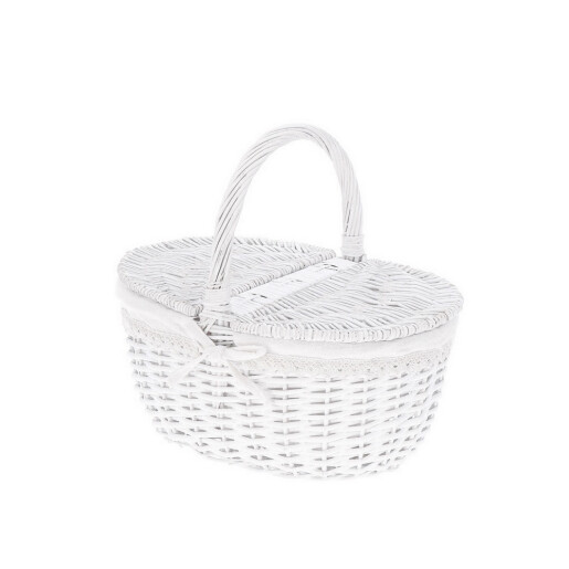 Cos depozitare lemn salcie textil alb 36,5 x 25 x 31 cm