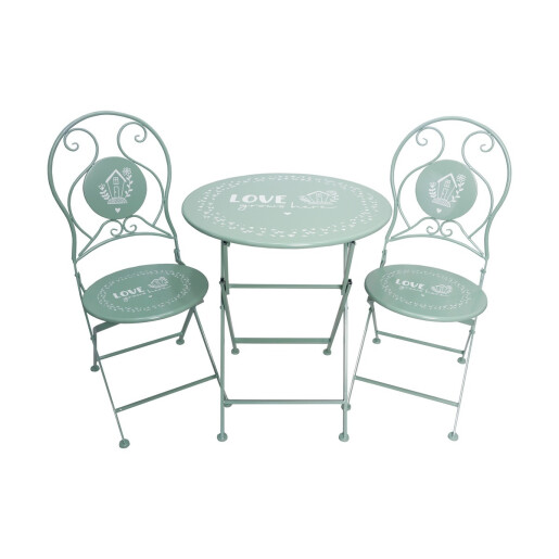 Set mobilier gradina fier verde alb 60 x 70, 38 x 38 x 93 cm