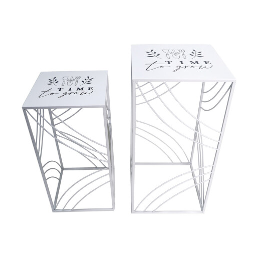 Set 2 suporturi flori fier alb negru 30 x 30 x 60, 35 x 35 x 70 cm