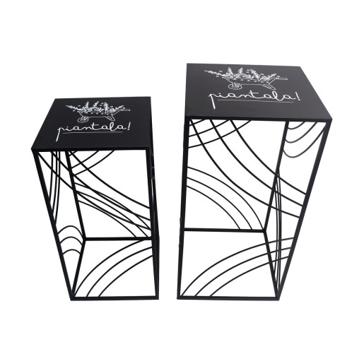 Set 2 suporturi flori fier negru alb 30 x 30 x 60, 35 x 35 x 70 cm