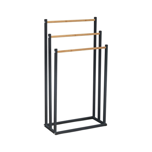 Suport prosoape fier negru bambus maro 44 x 22 x 85 cm