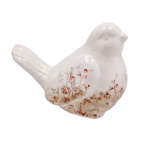 Figurina Pasare ceramica alba maro 20 x 10,5 x 14 cm
