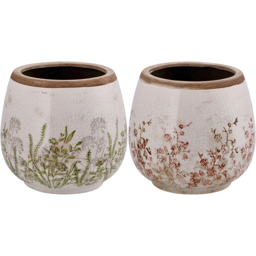 Set 2 ghivece flori ceramica multicolora 19 x 17 cm