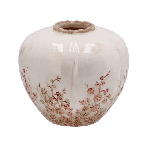 Vaza flori ceramica bej maro 16,5 x 14,5 cm