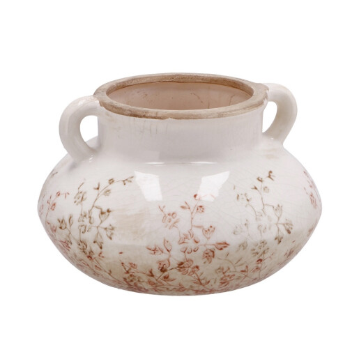 Ghiveci flori ceramica bej maro 20,5 x 13 cm