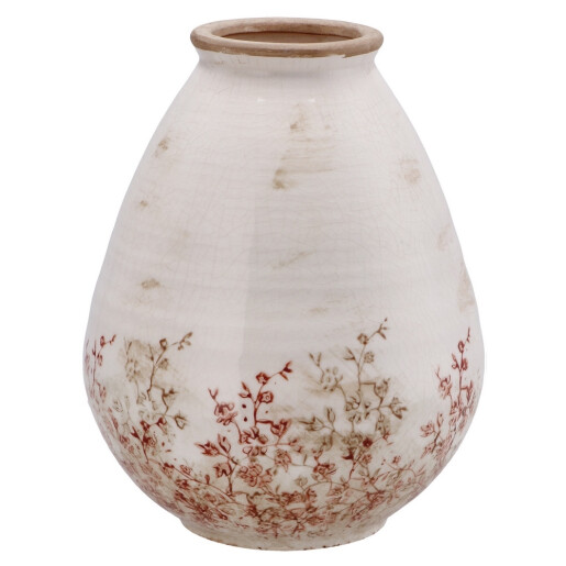 Vaza flori ceramica bej maro 21 x 26 cm