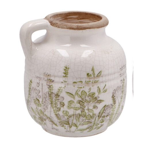 Vaza flori ceramica bej verde 16 x 15 x 16 cm 