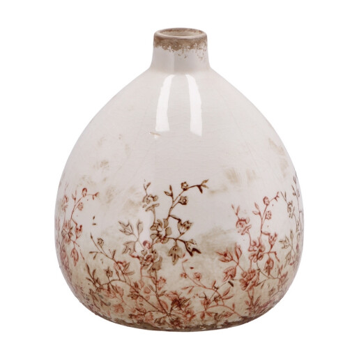 Vaza flori ceramica bej maro 17 x 19,5 cm