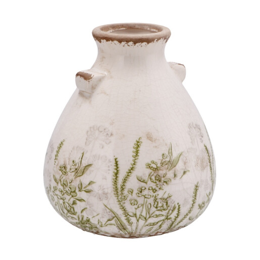 Vaza flori ceramica bej verde Salas 17 x 19,5 cm
