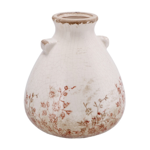 Vaza flori ceramica bej maro Salas 17 x 19,5 cm