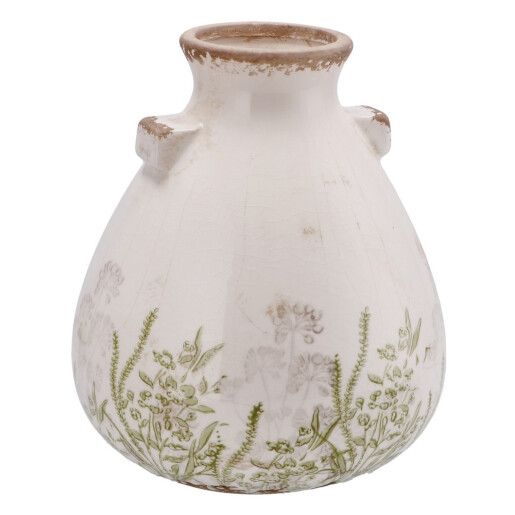 Vaza flori ceramica bej verde 21,5 x 25 cm