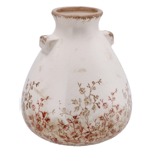 Vaza flori ceramica bej maro 21,5 x 25 cm