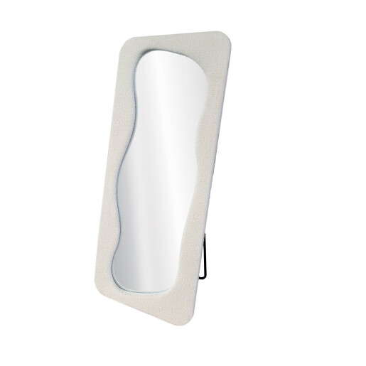 Oglinda pardoseala textil alb buclat 70 x 170 cm