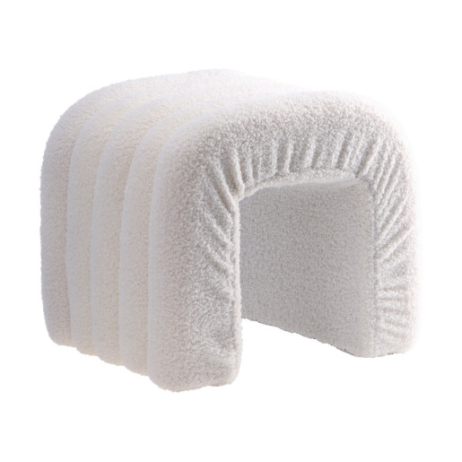Taburet textil alb buclat 44 x 35 x 38 cm