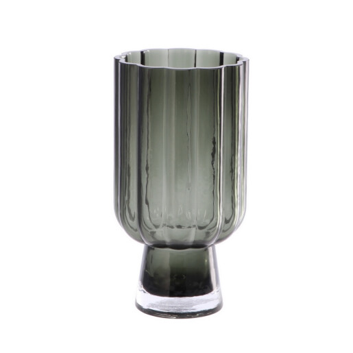 Vaza flori sticla gri petrol 13,5 x 26 cm