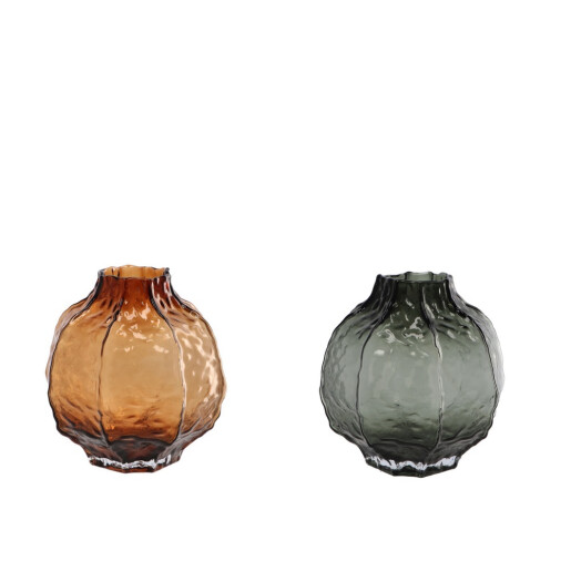 Set 2 vaze flori sticla maro gri petrol 21,5 x 23 cm