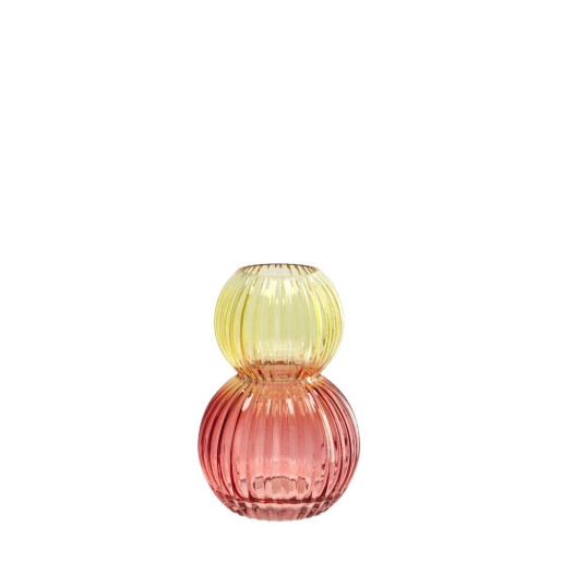 Vaza flori sticla rosie galbena 15 x 22 cm