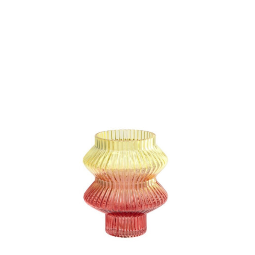 Vaza flori sticla rosie galbena 17,5 x 20 cm