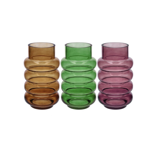 Set 3 vaze flori sticla multicolora 14,5 x 24 cm
