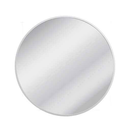Oglinda rotunda perete rama aluminiu alb 40 cm