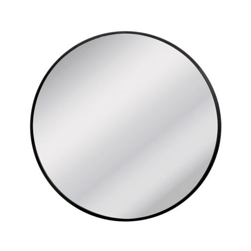 Oglinda perete rotunda rama aluminiu negru 60 cm