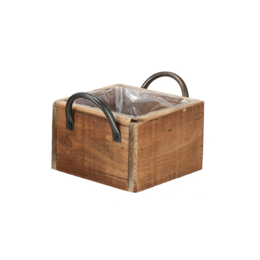Set 2 ghivece flori lemn maro 17 x 17 x 11 cm, 25 x 25 x 13 cm