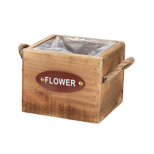 Set 2 ghivece flori lemn maro 20 x 20 x 16 cm,  25 x 25 x 17,5 cm