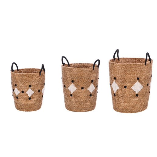 Set 3 cosuri depozitare iarba mare multicolora 30 x 40, 35 x 46, 40 x 51 cm