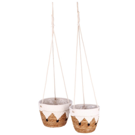 Set 2 ghivece flori, suspendabile ratan  18 x 16, 22 x18 cm