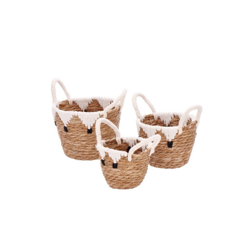 Set 3 cosuri depozitare ratan 15 x 12 cm, 17 x 14 cm, 20 x 16 cm