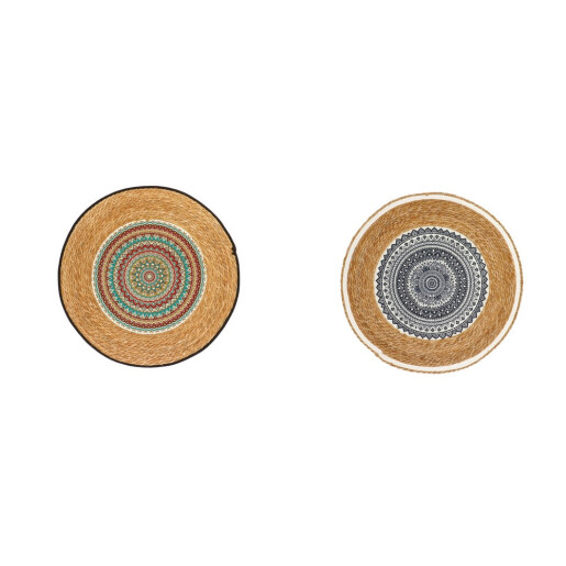 Set 2 covorase rotunde, papura bumbac multicolor 100 cm