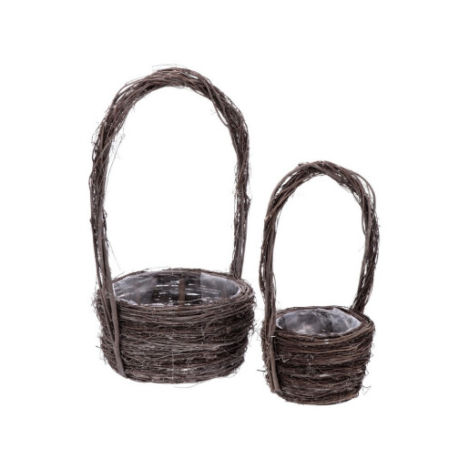 Set 2 ghivece flori lemn salcie maro 19 x  38, 29 x 52 cm